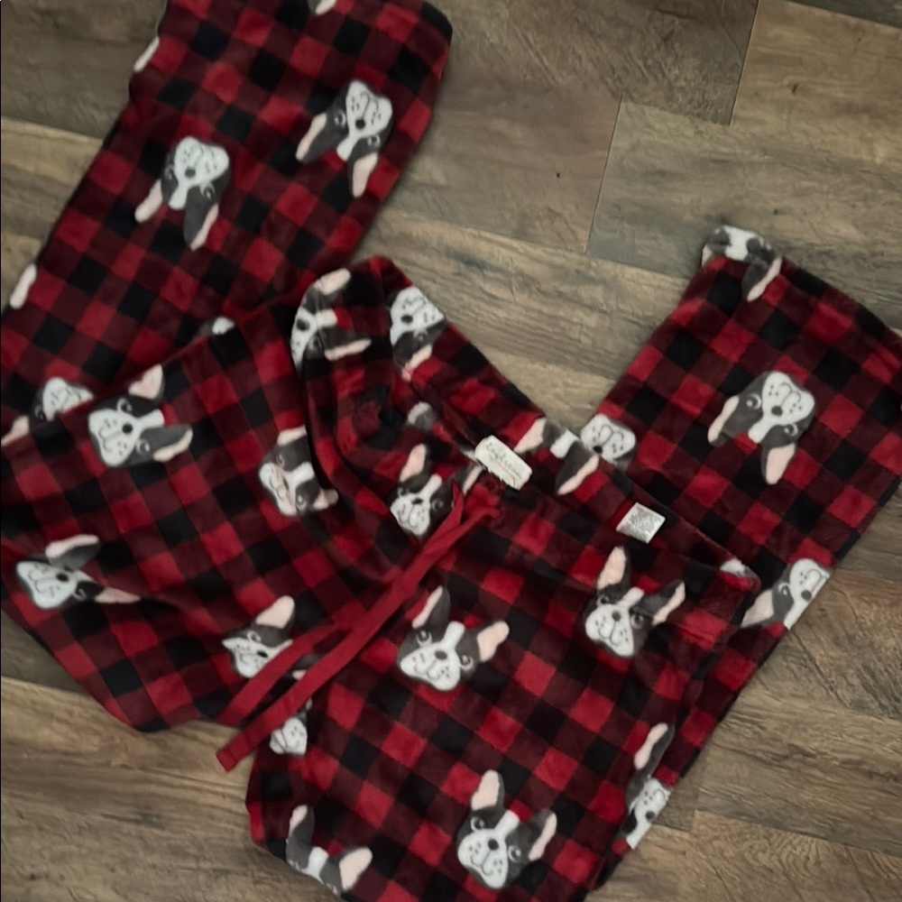Women's Red Plaid Pajama Set with Dog Print